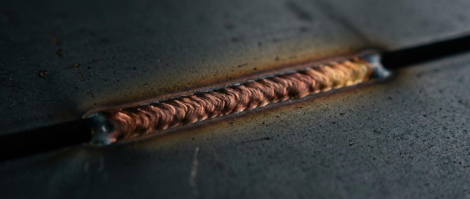 Close-up of a finished weld bead